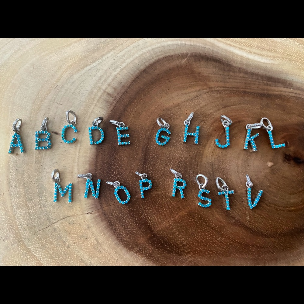 Turquoise initial necklace